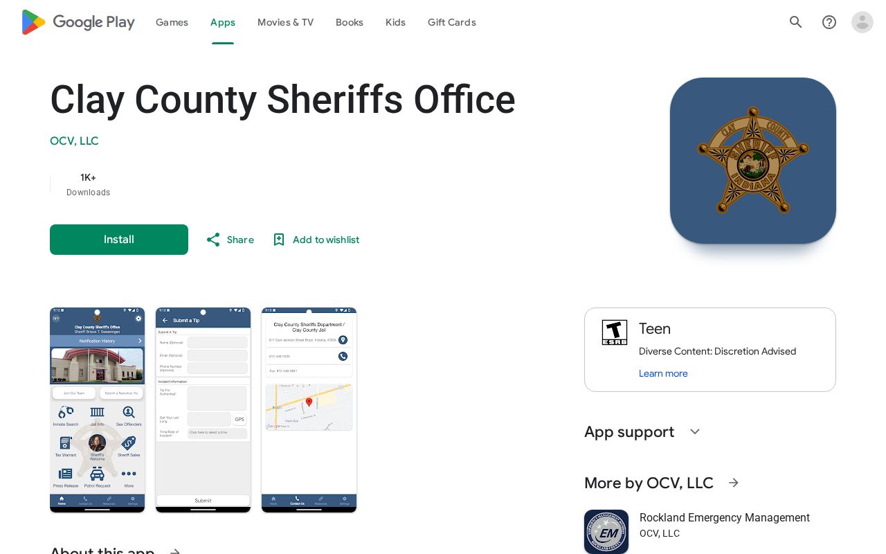 Clay County Sheriff app listing for arrest information