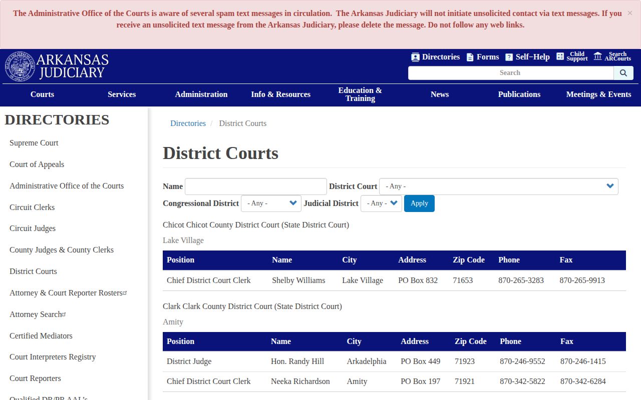 Clay County warrant verification through Arkansas district court contacts